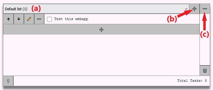 Screenshot of the webapp with labels linking the ordered list to specific UI elements