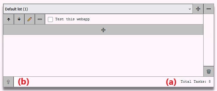 Screenshot of the webapp with labels linking the ordered list to specific UI elements