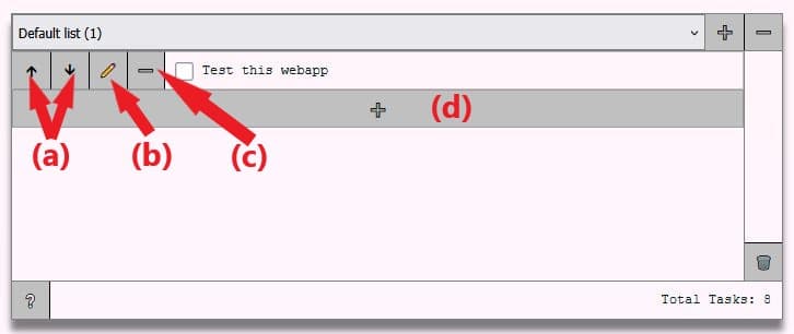 Screenshot of the webapp with labels linking the ordered list to specific UI elements